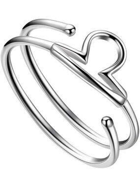 Libra 18K Gold Plated Constellation Silver Double Band Adjustable Ring